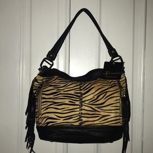 "B Makowsky NWT Cowhide & Glove Leather Handbag